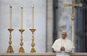 Pope Francis attends a prayer calling for peace in Syria, in Saint Peter's square at the Vatican