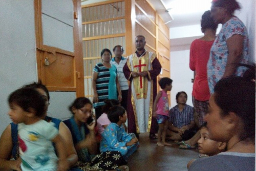 PASTOR JOSHUA IS AMONGST FRIGHTENED CHILDREN DETAINED WITH THEIR FAMILIES. PHOTO: COURTESY BPCA